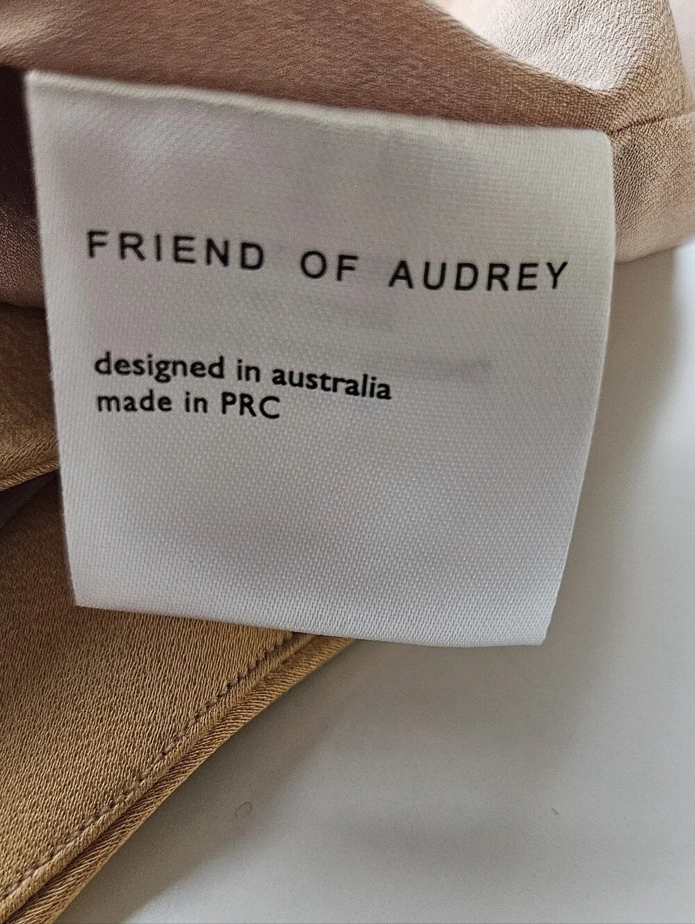 Friend Of Audrey Australia Gold Rouched Satin Asymmetric Sleeveless Midi Dress